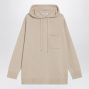 Max Mara Beige wool and cashmere knit hoodie