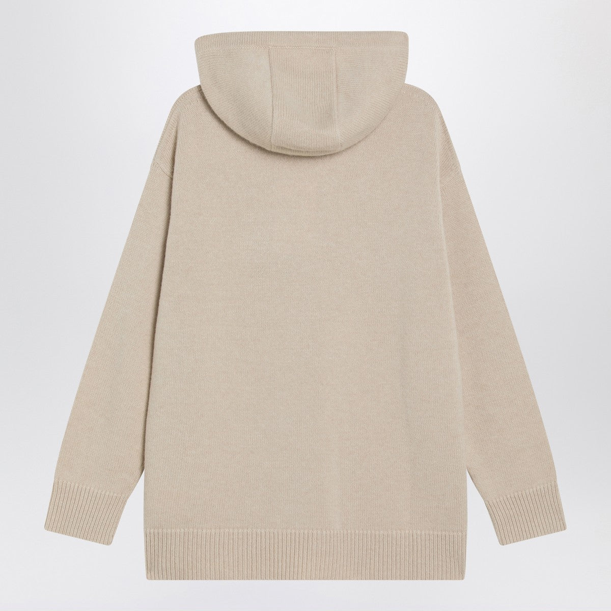 Max Mara Beige wool and cashmere knit hoodie