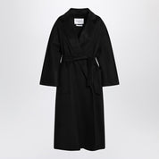 Max Mara wrap coat in black cashmere
