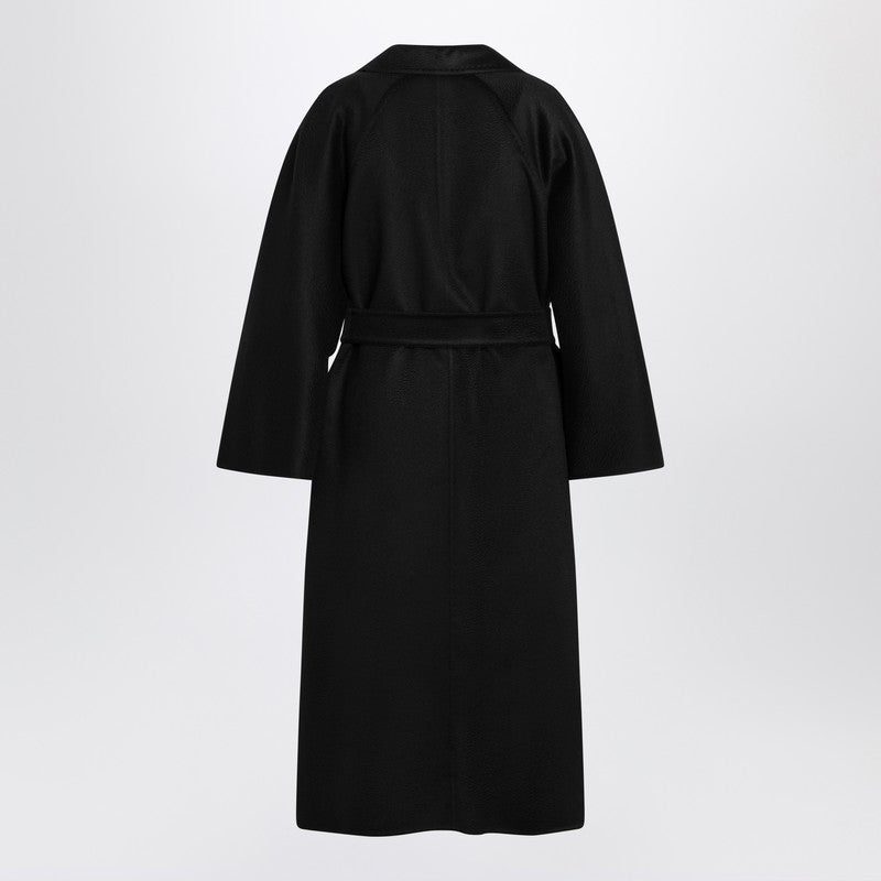 Max Mara wrap coat in black cashmere