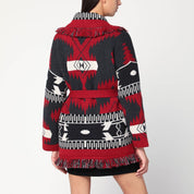 Cardigan Alanui Icon jacquard cachemire rubis/carbone