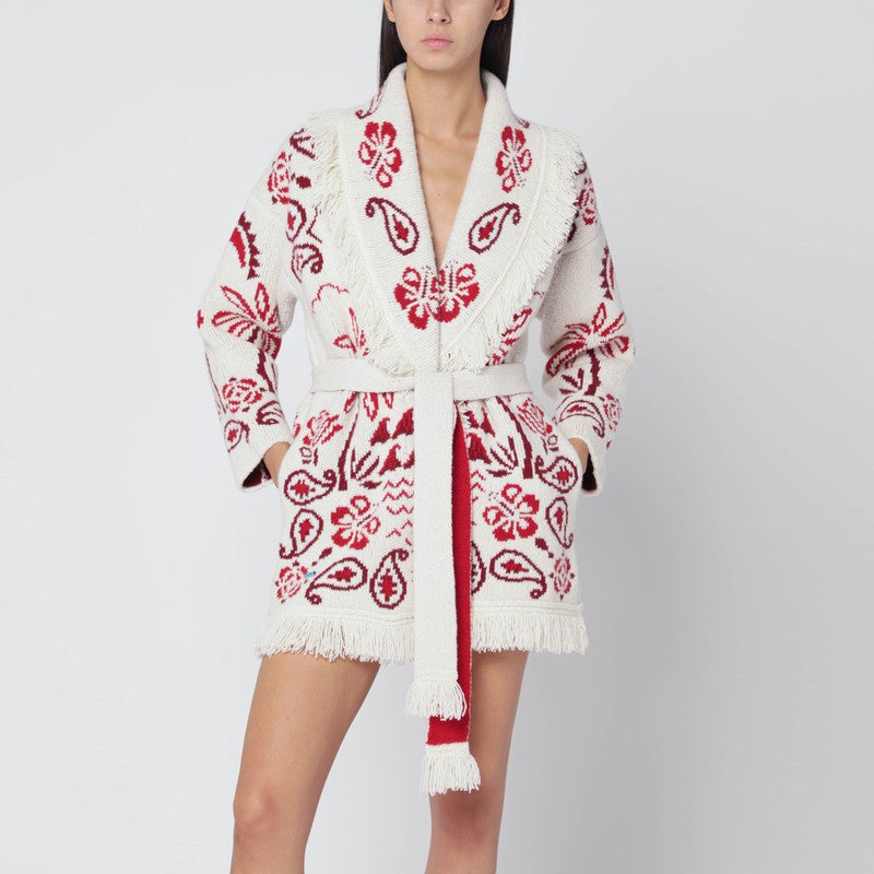 Cardigan Alanui Glimpse Of Eden en blanc craie et rubis