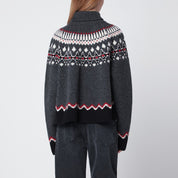 Alanui Grey Fair Isle patterned turtleneck jumper