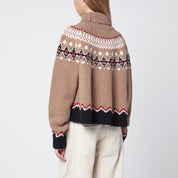 Alanui Beige Fair Isle patterned turtleneck jumper