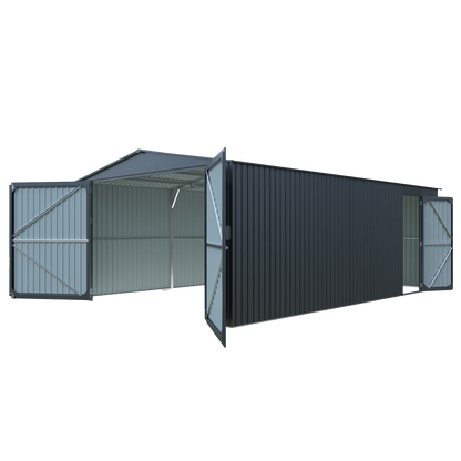 Chery Industrial [AS-IS] 13'x20' Plus Upgraded Metal Garage Shed with Double Front Doors - D_LONMSCGK2013A