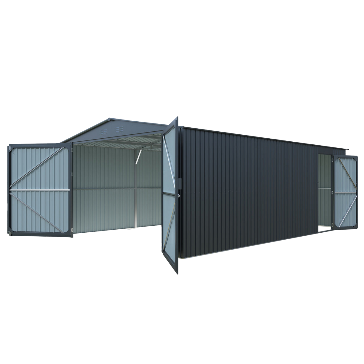Chery Industrial [AS-IS] 13'x20' Plus Upgraded Metal Garage Shed with Double Front Doors - D_LONMSCGK2013A