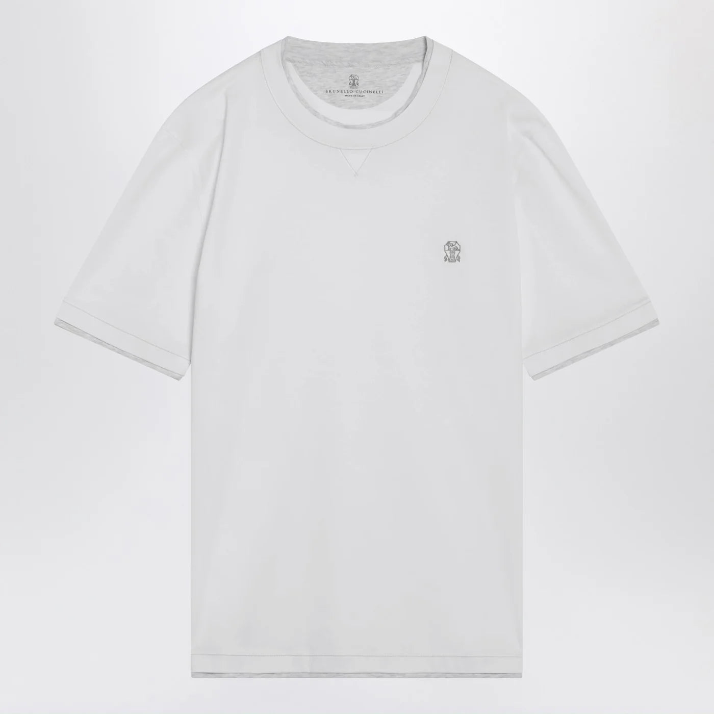 Brunello Cucinelli White T-shirt with faux layering effect