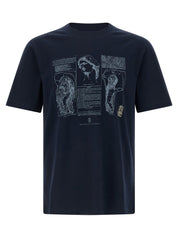 Brunello Cucinelli Printed T-shirt for Men — Blue Topwear