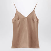 Brunello Cucinelli Light beige silk-blend tank top
