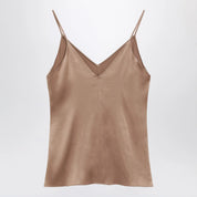 Brunello Cucinelli Light beige silk-blend tank top