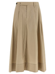 Brunello Cucinelli Cotton Skirt — Beige Flared Skirt