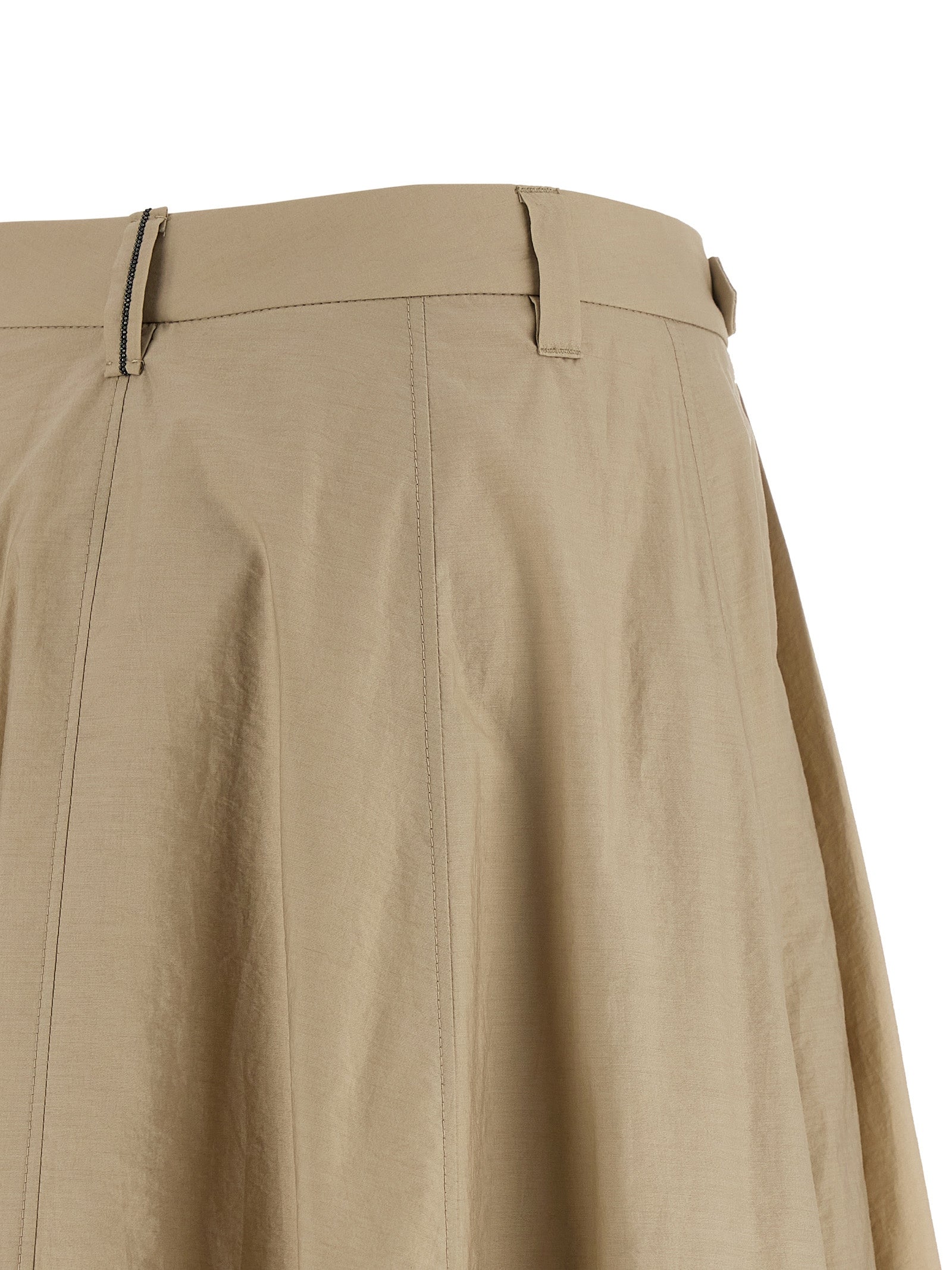 Brunello Cucinelli Cotton Skirt — Beige Flared Skirt