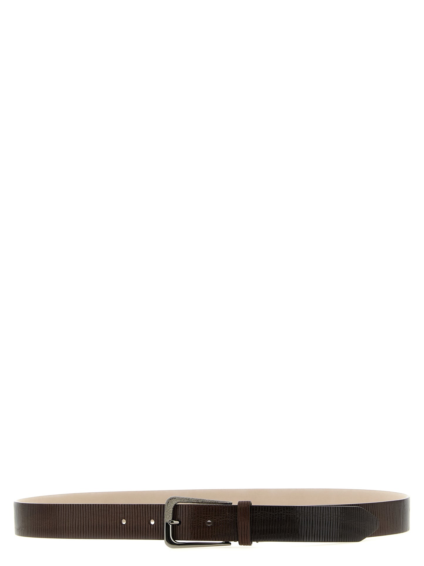 Brunello Cucinelli Ribbed Belt — Women's Brown Leather