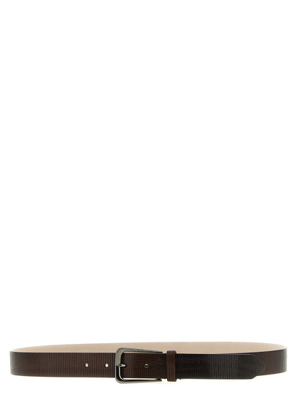 Brunello Cucinelli Ribbed Belt — Women's Brown Leather