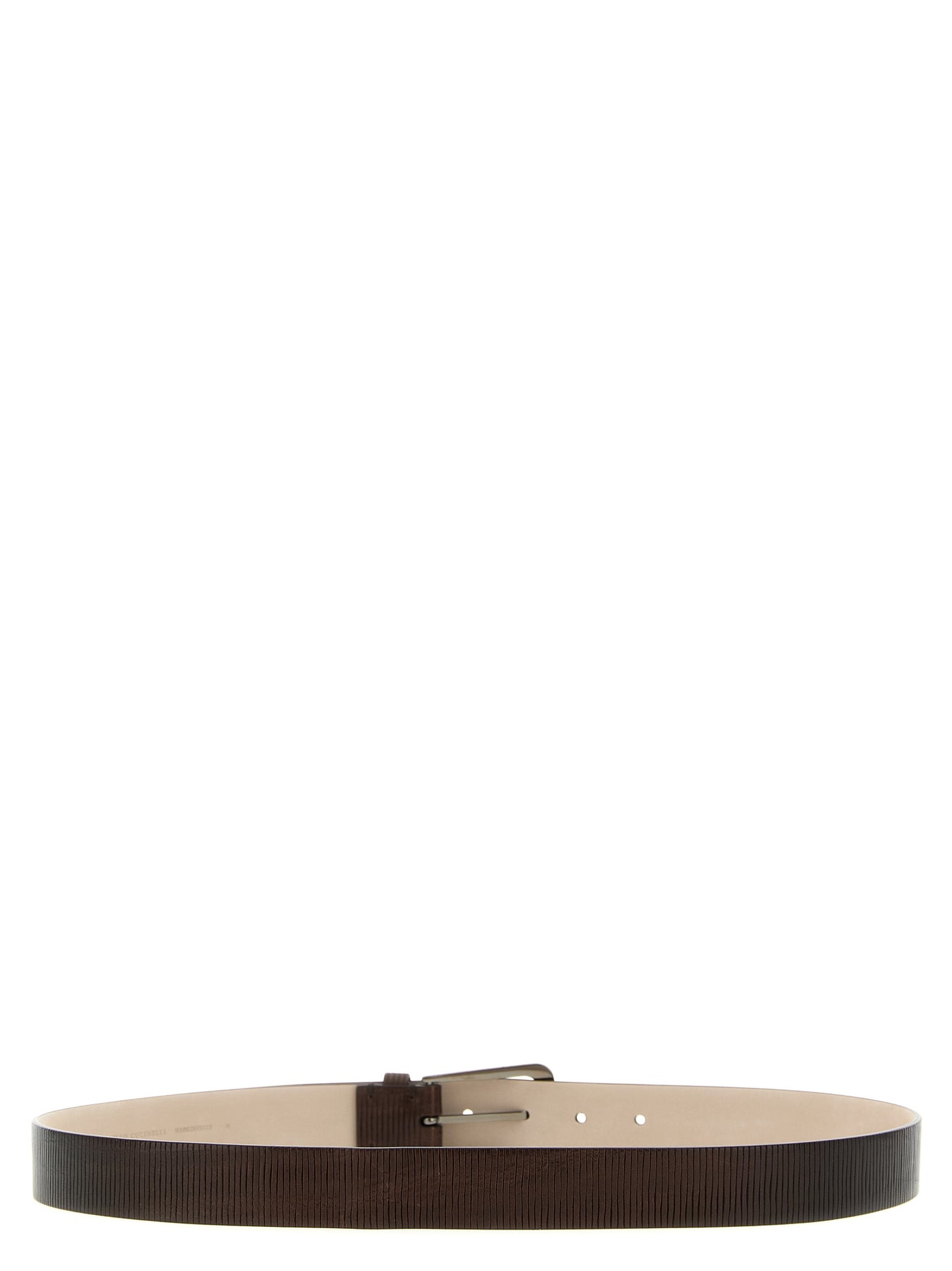 Brunello Cucinelli Ribbed Belt — Women's Brown Leather