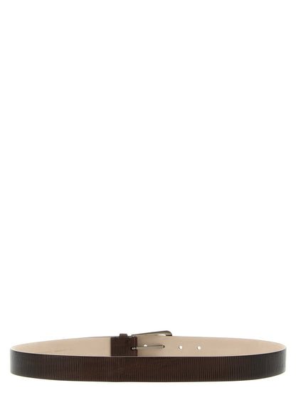 Brunello Cucinelli Ribbed Belt — Women's Brown Leather