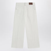 Pantalones de algodón blanco Brunello Cucinelli