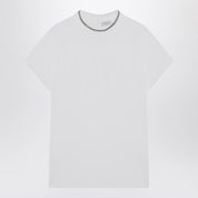 Brunello Cucinelli white crew‑neck T‑shirt with pendant