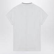 White Cotton T‑Shirt with Monile Trim — Brunello Cucinelli