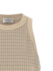 Brunello Cucinelli Dazzling Check Embroidery Top