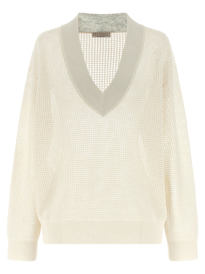 Brunello Cucinelli Mesh Cashmere Knitwear Sweater