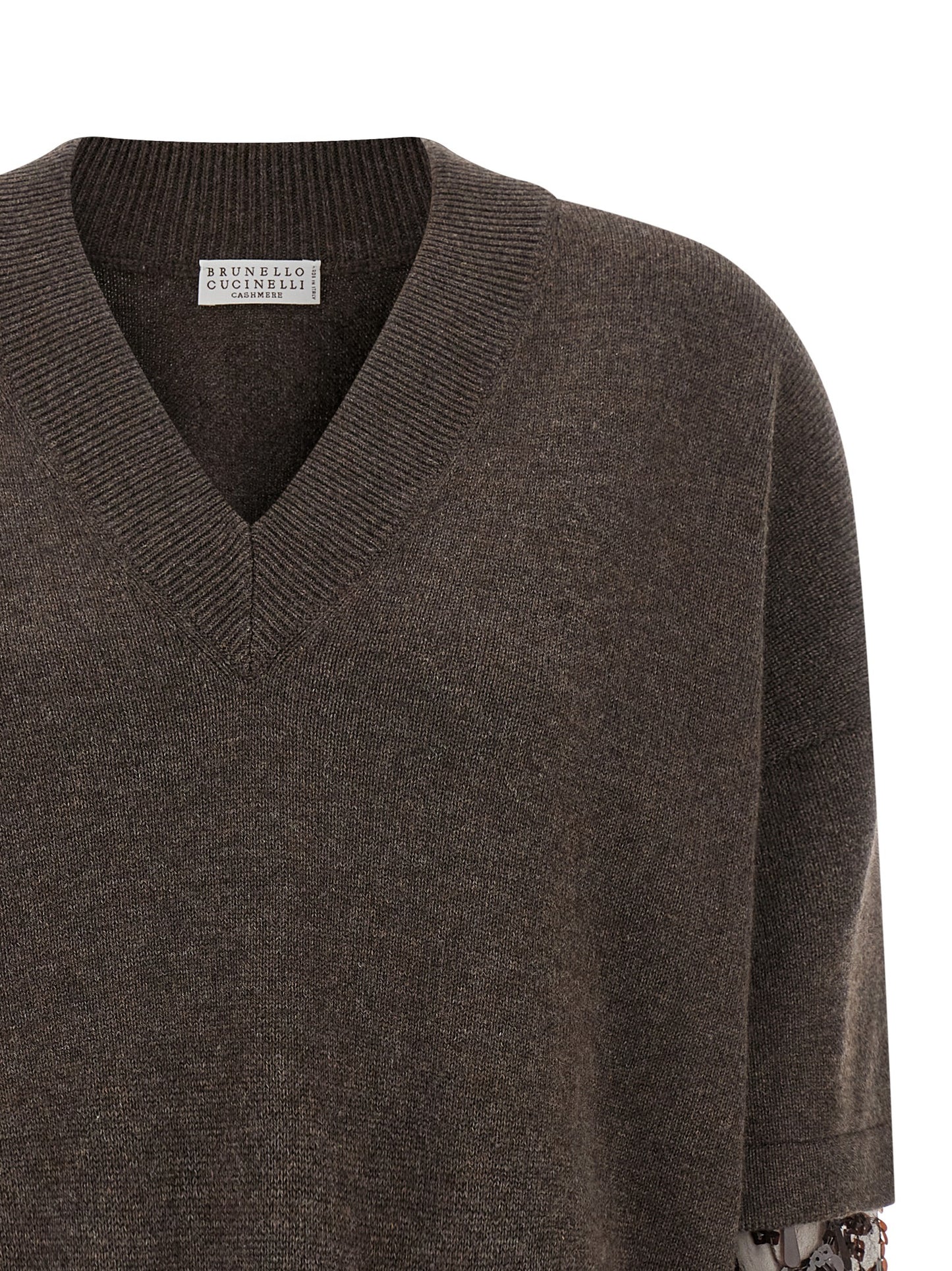 Brunello Cucinelli Sequin Sleeve Cashmere Sweater