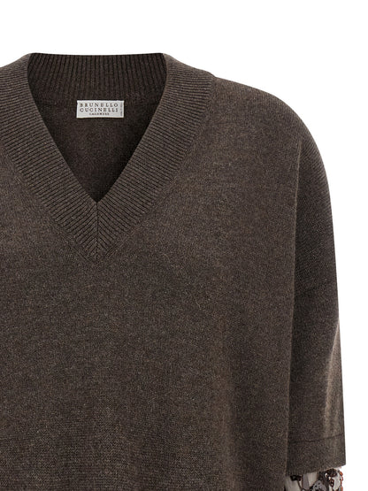 Brunello Cucinelli Sequin Sleeve Cashmere Sweater