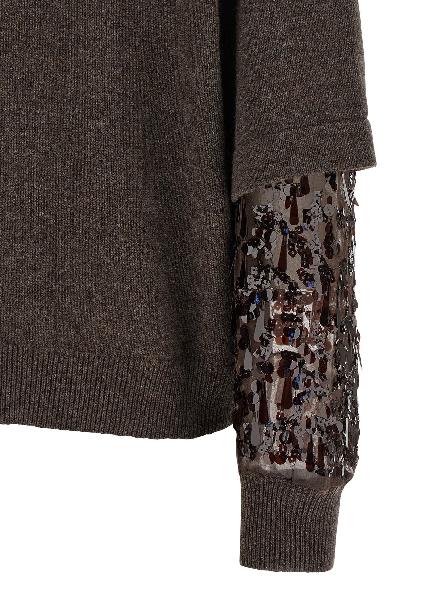 Brunello Cucinelli Sequin Sleeve Cashmere Sweater
