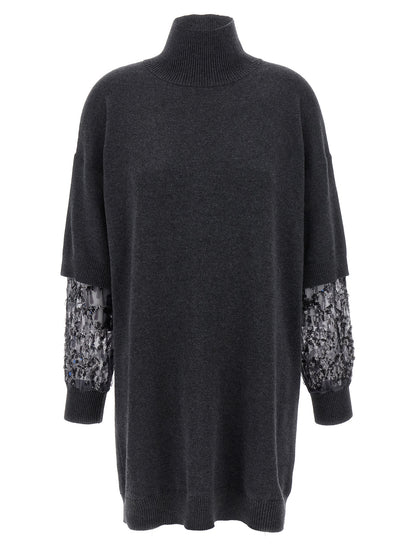 Brunello Cucinelli Sequin Sleeve Dress