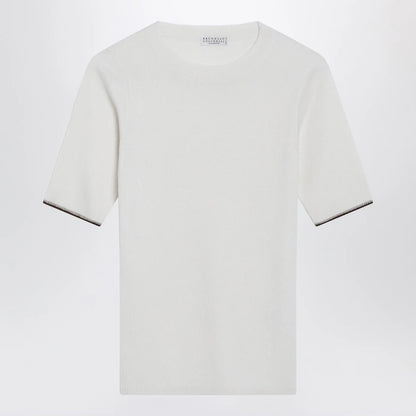 Brunello Cucinelli White cashmere and silk knit top