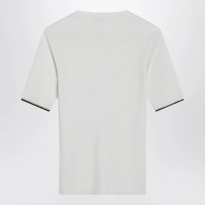 Brunello Cucinelli White cashmere and silk knit top
