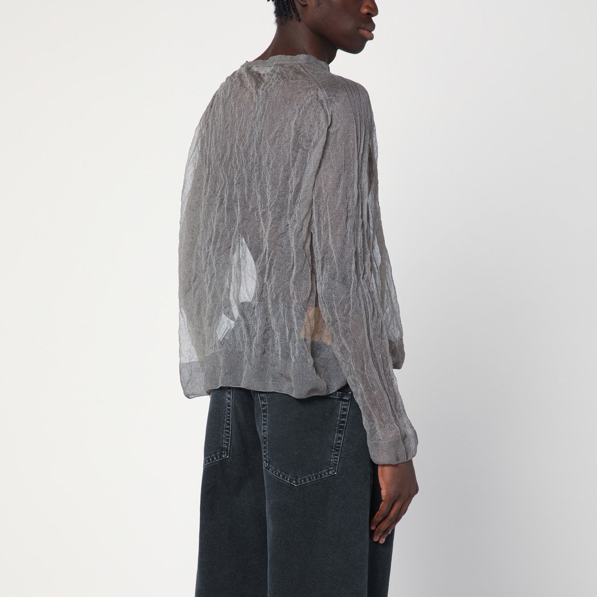 Our Legacy Semi-transparent grey silk blend sweater