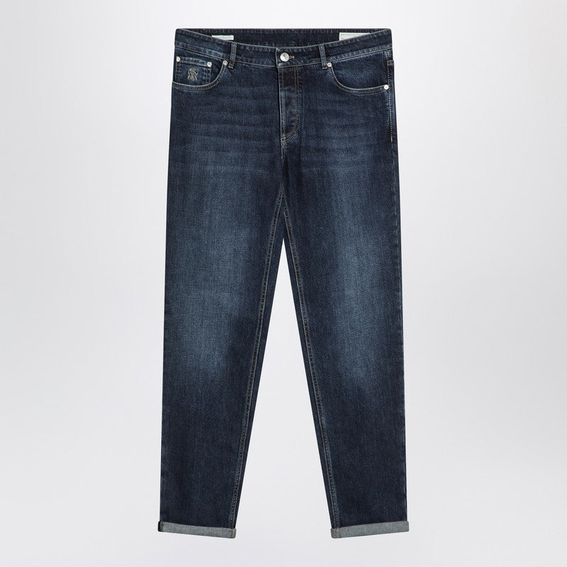 Brunello Cucinelli Dark Blue Jeans — Washed Effect