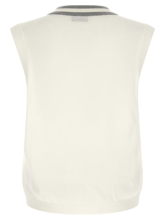 Brunello Cucinelli Logo Patch Vest for Men — White, €490