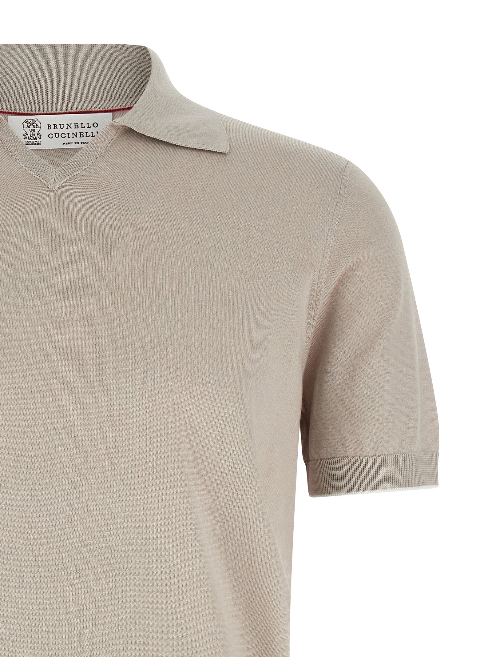 Brunello Cucinelli Beige Cotton Polo Shirt — Shirts