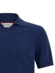 Brunello Cucinelli Cotton Polo Shirt for Men — Blue