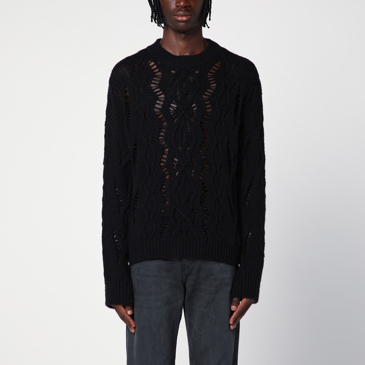 Our Legacy Cable Sonar black wool jumper — refined knitwear