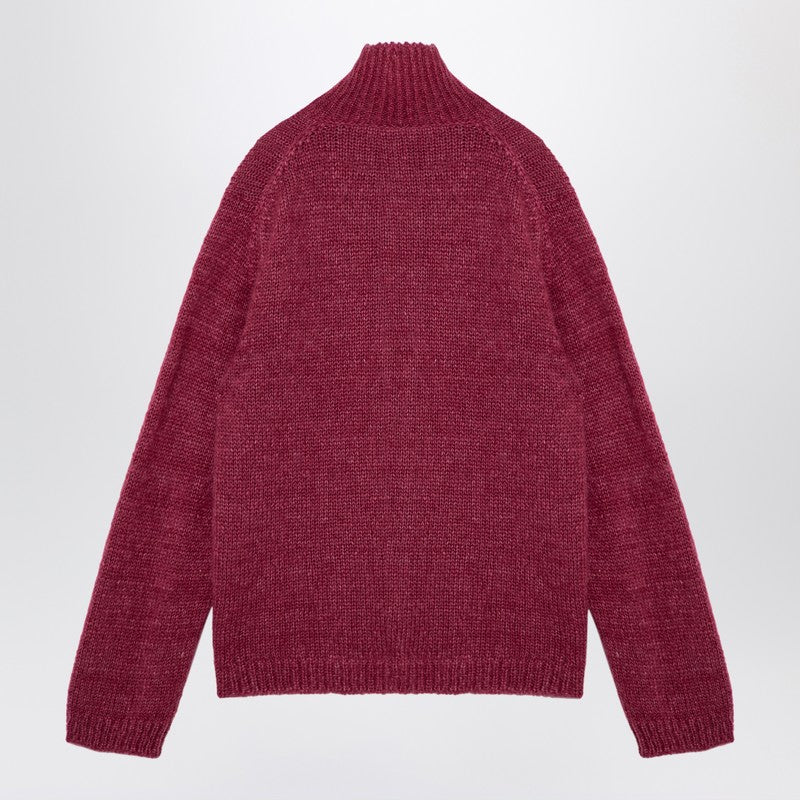 Our Legacy Ruby-coloured zipped cardigan in mohair silk