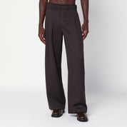 Notre pantalon large en laine marron Legacy