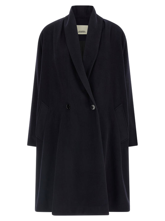 Isabel Marant Elise Coat — Black Wool Wrap Coat