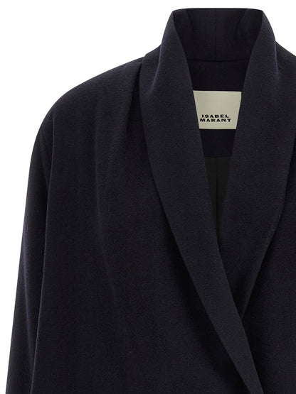 Isabel Marant Elise Coat — Black Wool Wrap Coat