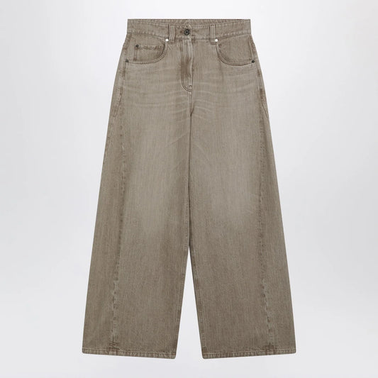 Brunello Cucinelli Wide-leg desert-colored jeans