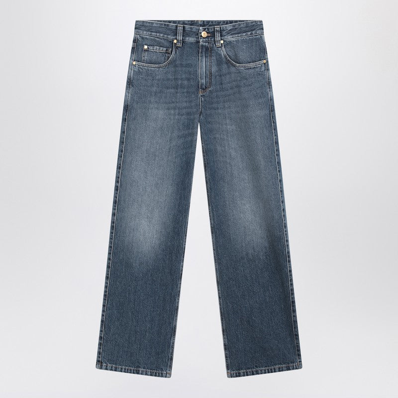 Pantalon ample contemporain Brunello Cucinelli en denim bleu