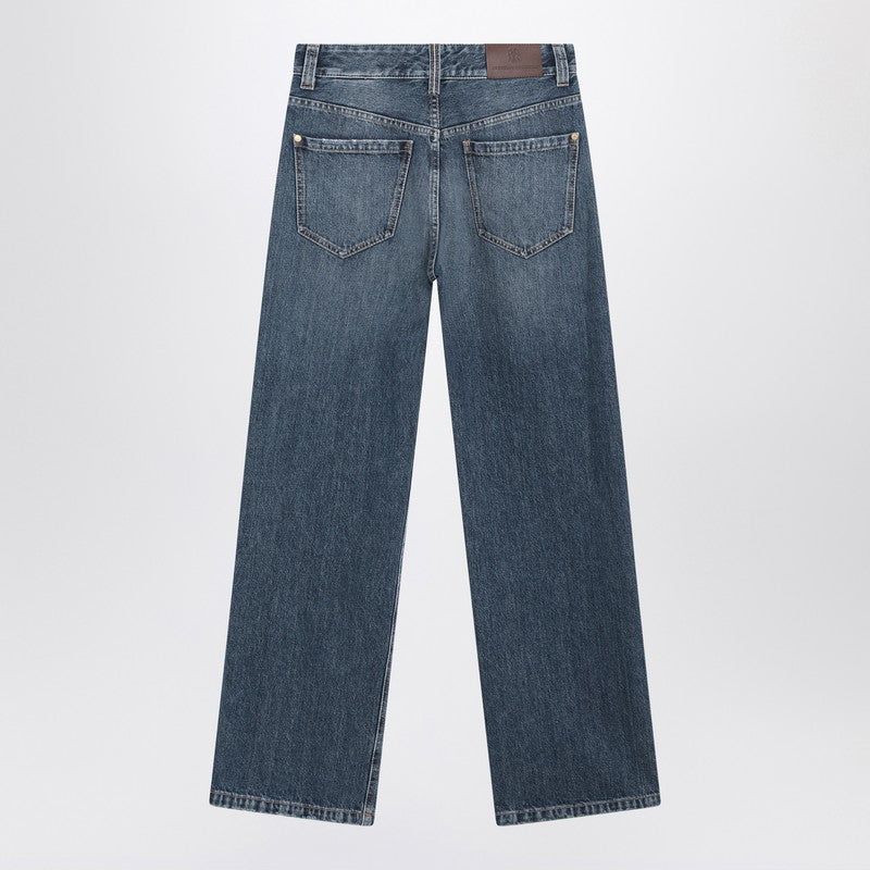 Pantalon ample contemporain Brunello Cucinelli en denim bleu
