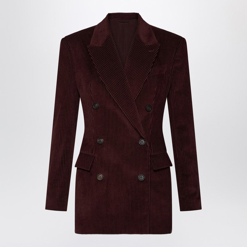 Veste croisée en velours bordeaux Brunello Cucinelli