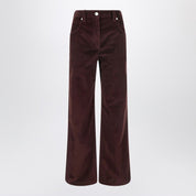 Brunello Cucinelli Wide-leg bordeaux velvet trousers