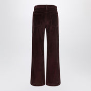 Brunello Cucinelli Wide-leg bordeaux velvet trousers