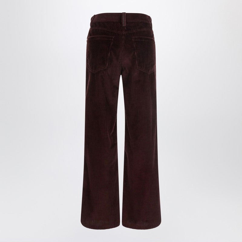 Brunello Cucinelli Wide-leg bordeaux velvet trousers