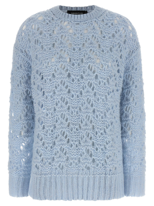 Fabiana Filippi Openwork Sweater - Light Blue Knitwear