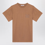 Max Mara oversized beige cotton T‑shirt with logo embroidery